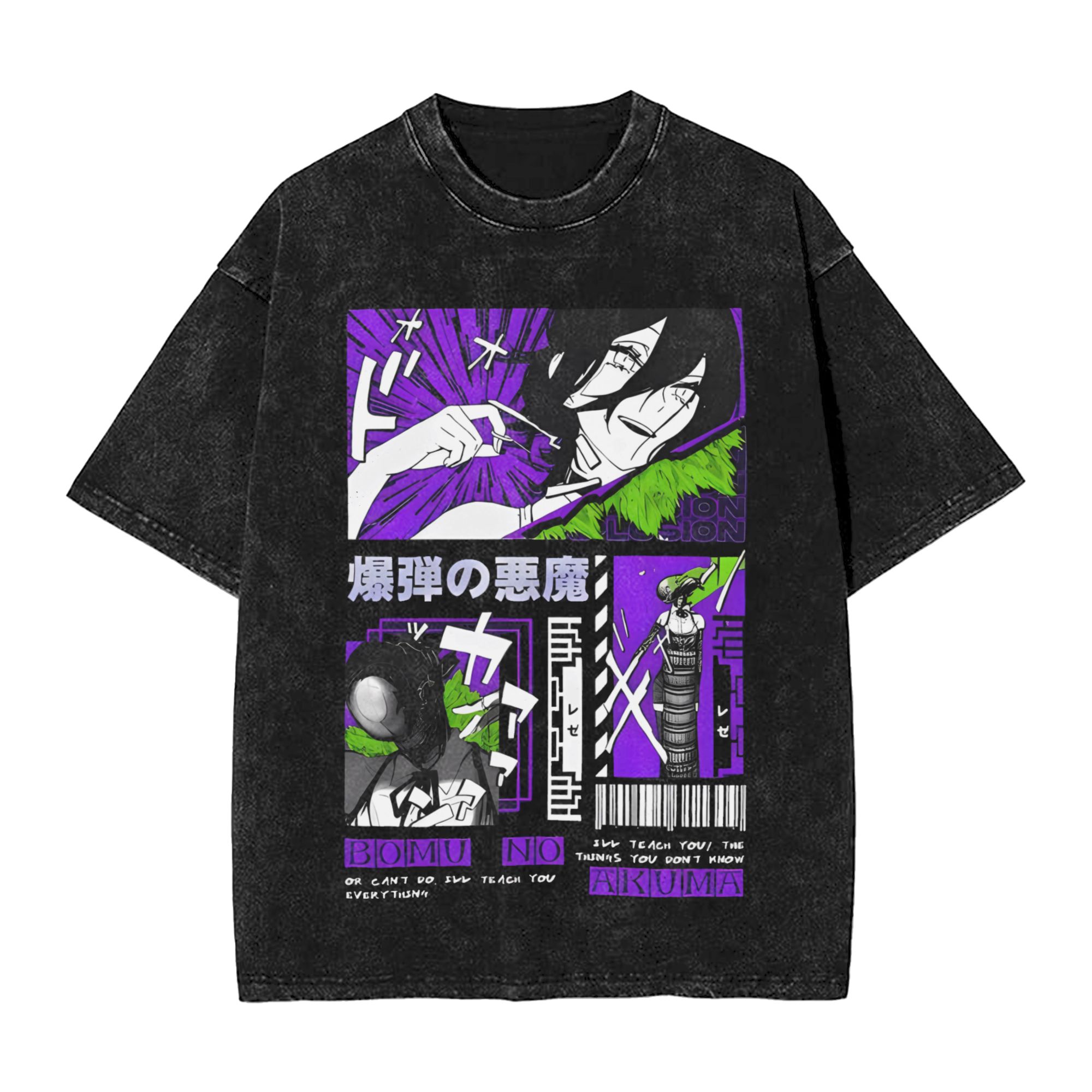 Chainsaw Man Washed Cotton T-S - Chainsaw Man Cosplay 评论和价格