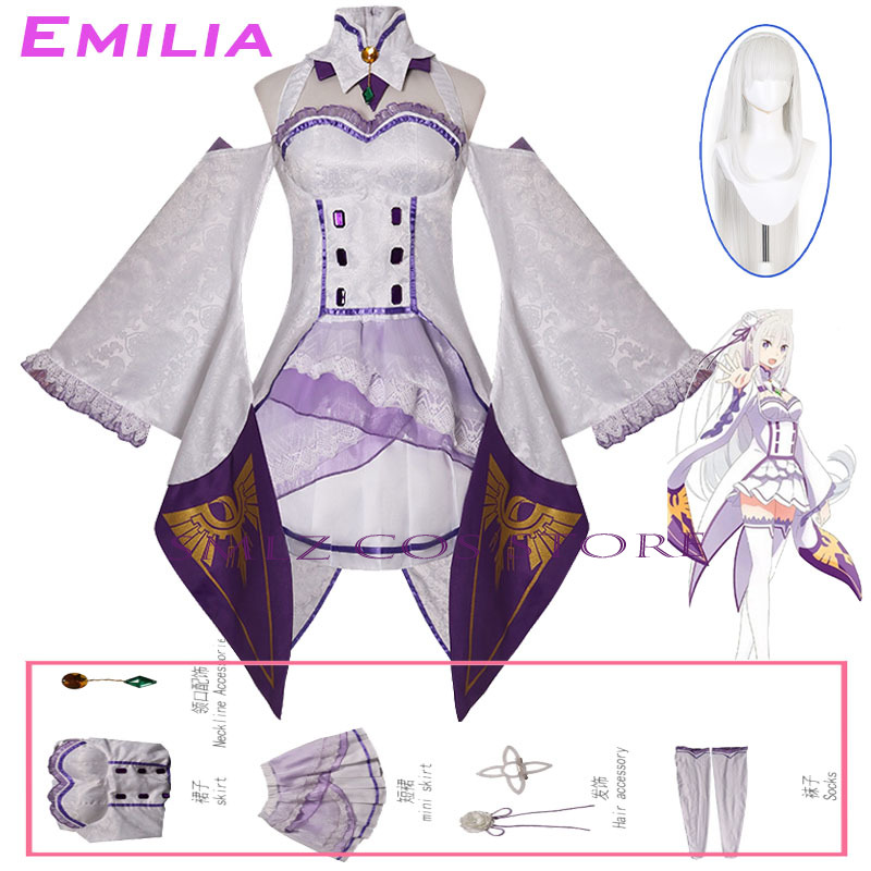 Emilia Cosplay Anime Re Zero K - Anime Cosplay Wig 评论和价格