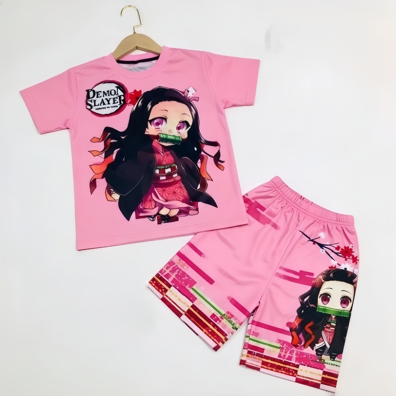 Demon Slayer Kids T-shirt Shor - Anime Cosplay Tanjiro 评论和价格